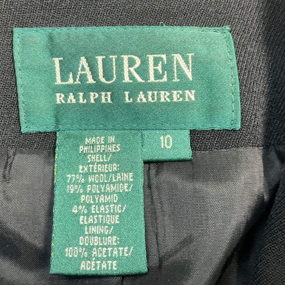 Vintage Lauren Ralph Lauren Blazer Jacket Womens 10 Black Wool Blend 3 Button - Picture 3 of 6